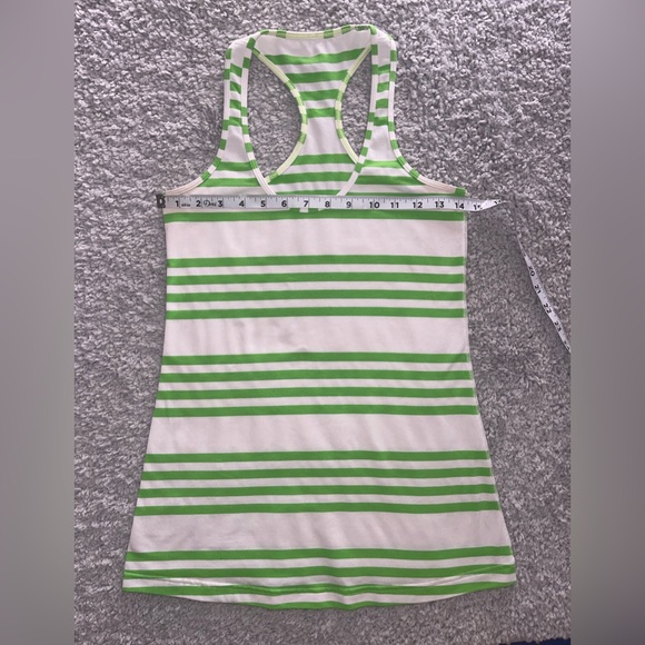 Lululemon Women’s Cool Racerback Tank Top Ocean Stripe Frond Green/White Size 4 - Picture 2 of 4
